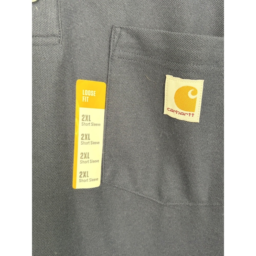 Carhartt NWT Men's Navy Blue 2XL Polo Loose Fit Short Sleeve Pocket Shirt - Picture 9 of 10